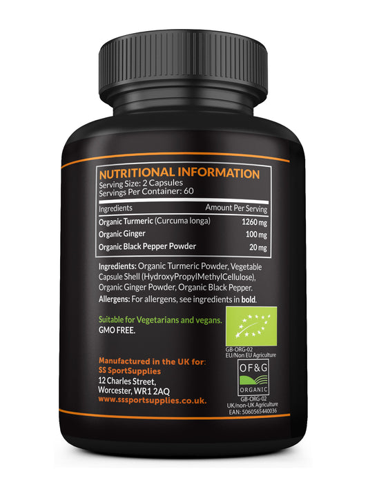 High Strength Organic Turmeric Capsules - 1380mg per serving